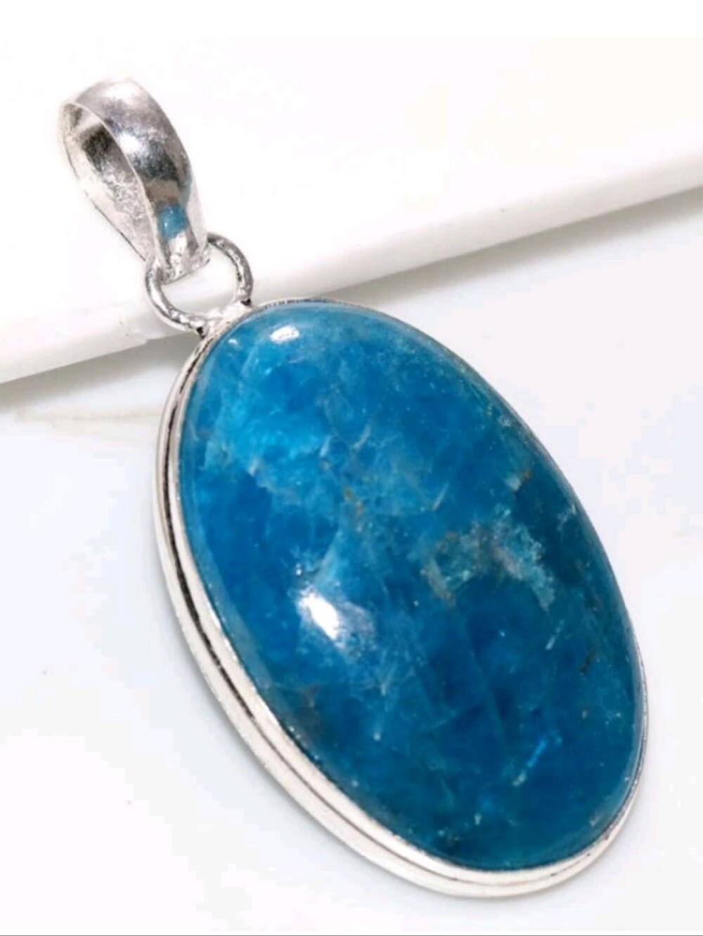 Blue Apatite Gemstone Jewelry 925 Silver Handmade Pendant Necklace